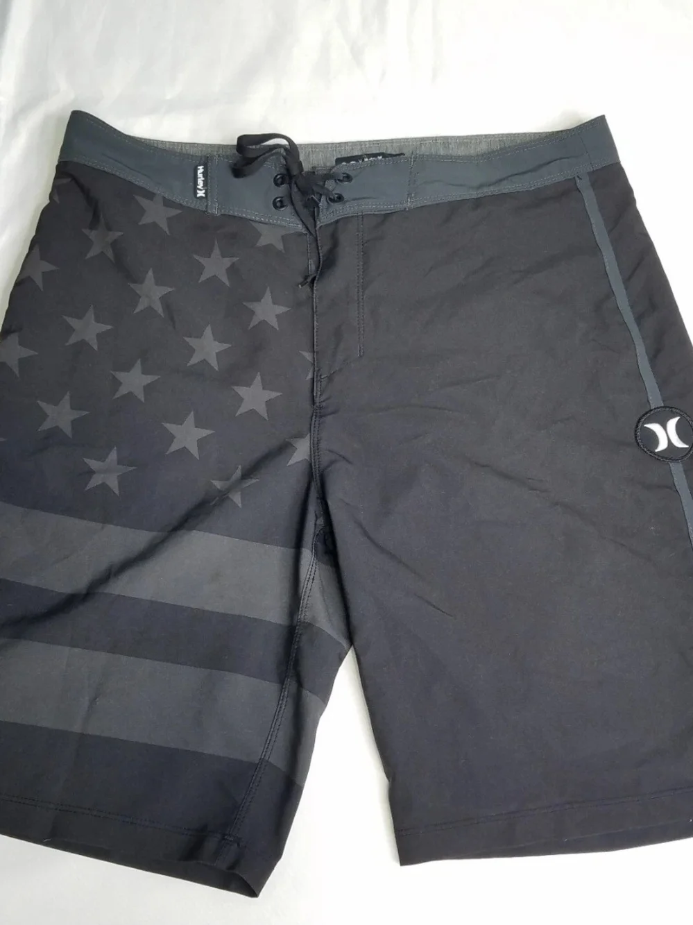 Hurley Phantomb33 Men’s Black Star Flag Swim Board Shorts